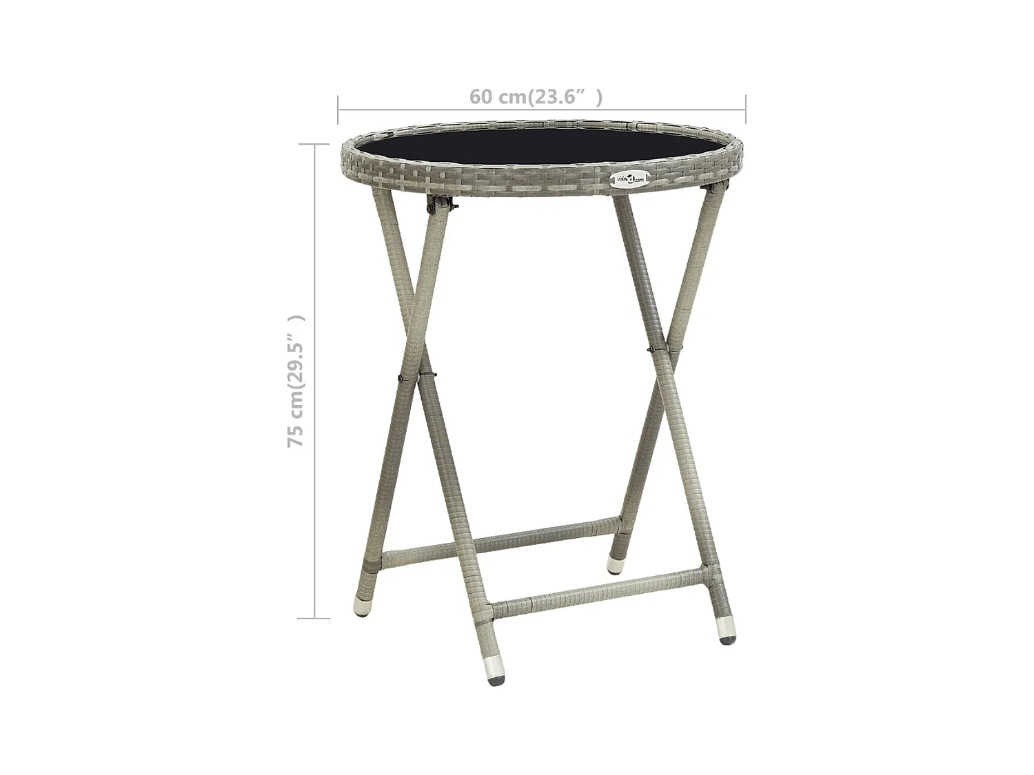 Kittanning  Mesa de centro ratán sintético y vidrio templado gris 60 cm