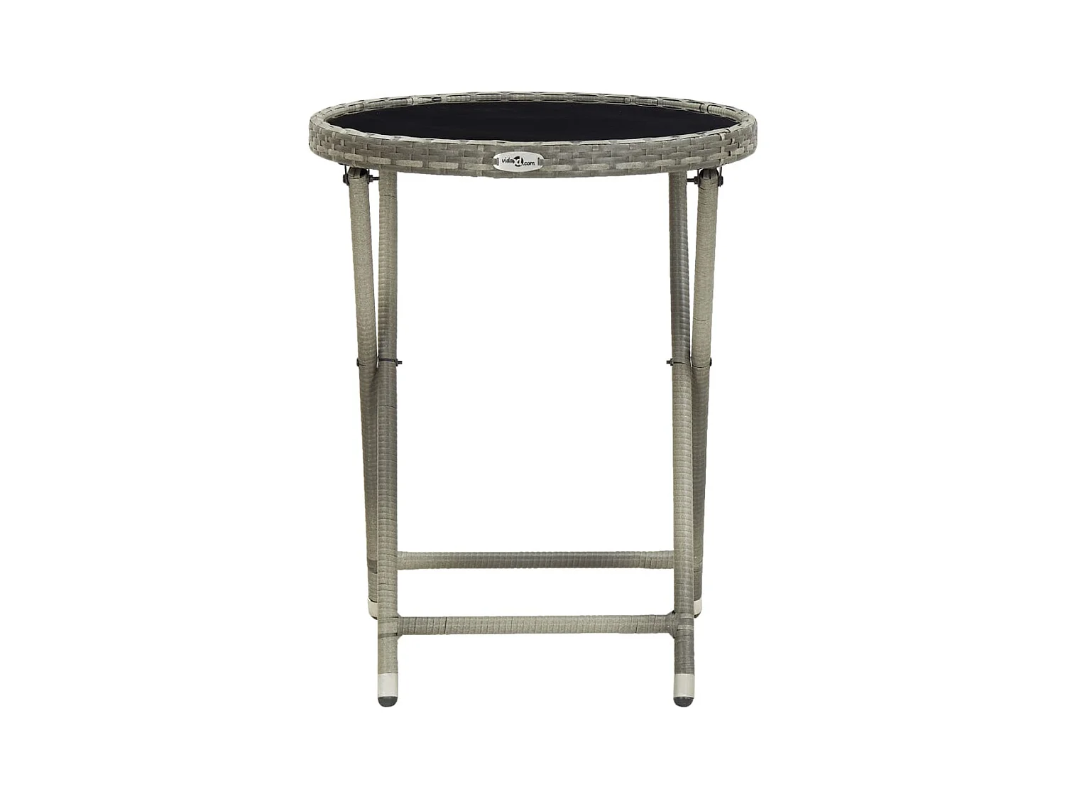 Kittanning  Mesa de centro ratán sintético y vidrio templado gris 60 cm