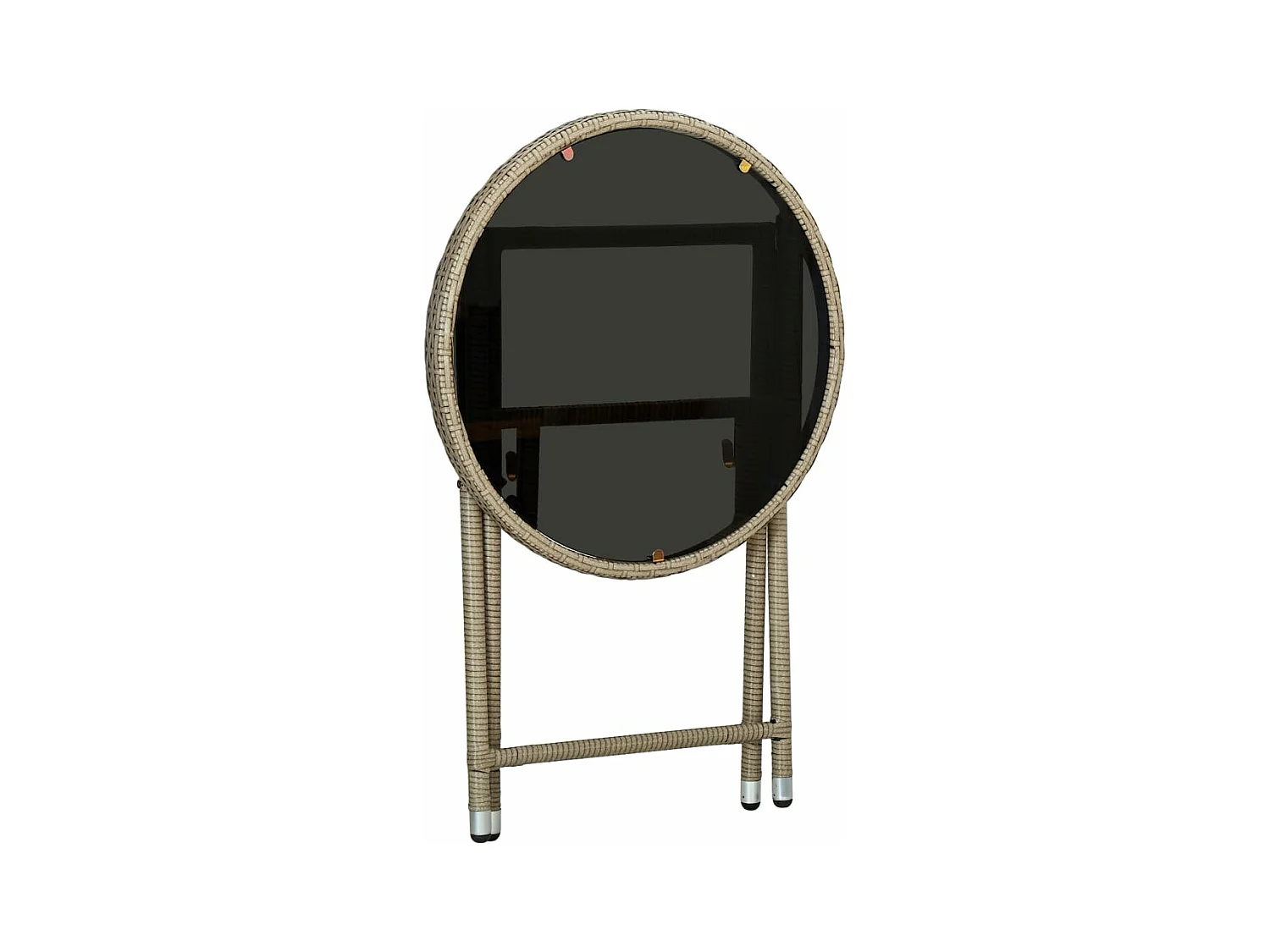 Kittanning  Mesa de centro de ratán sintético y vidrio templado beige 60 cm