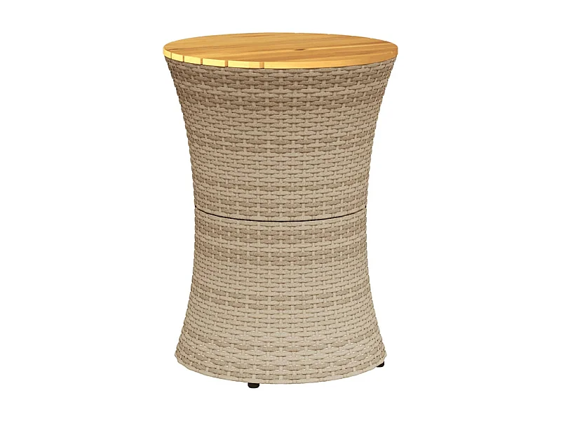 Yndra  Tavolino Giardino Forma Tamburo Beige Polyrattan Legno Massello