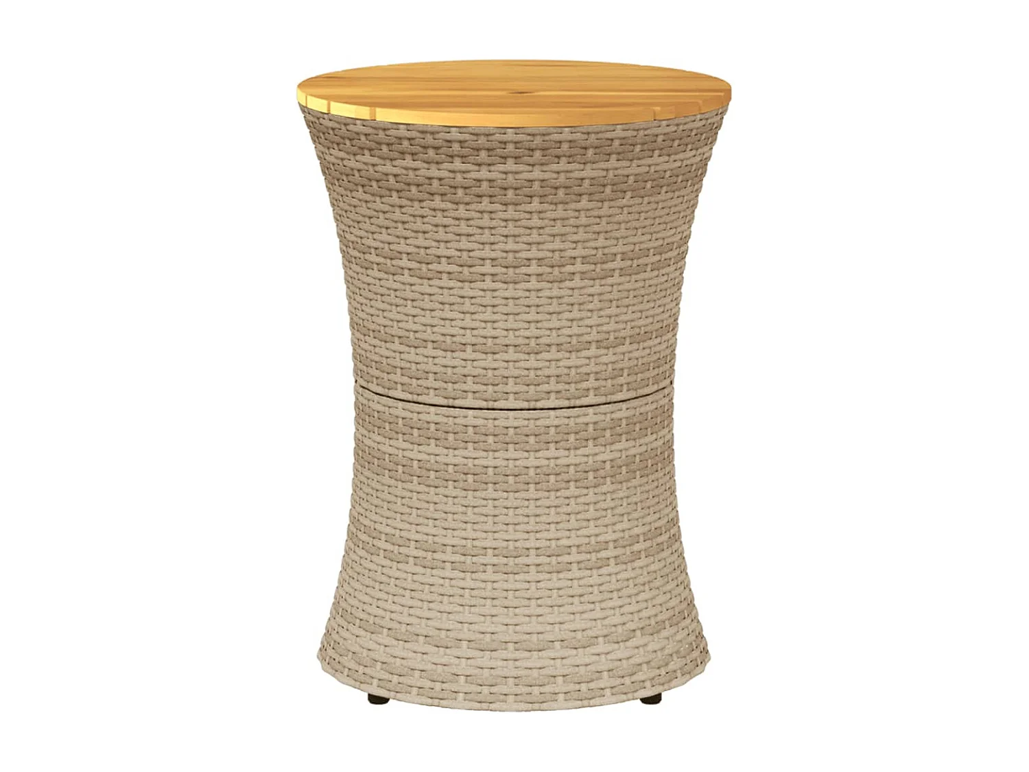Yndra  Mesa de jardín forma de tambor ratán sintético y madera beige