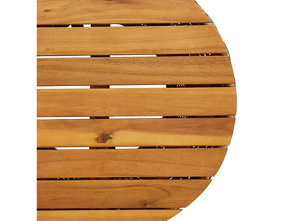 Yndra  Mesa de jardín forma de tambor ratán sintético y madera beige