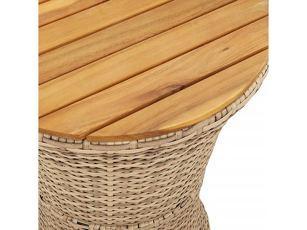 Yndra  Tuinbijzettafel trommelvormig poly rattan en massief hout beige