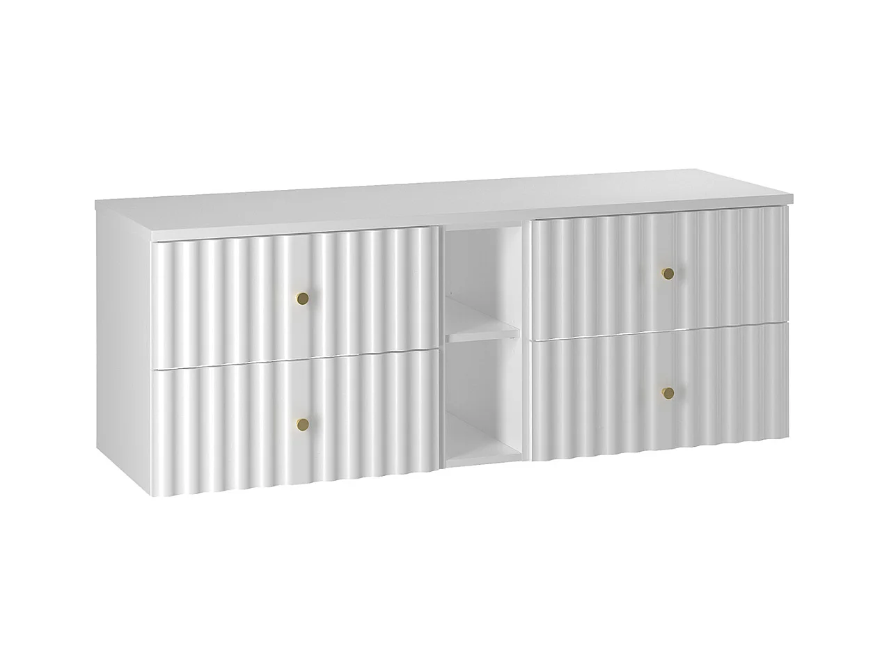 Meuble sous-vasque 140cm 2 niches plan de toilette Izae Blanc