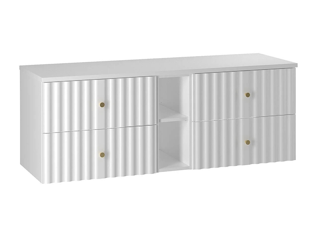 Meuble sous-vasque 140cm 2 niches plan de toilette Izae Blanc