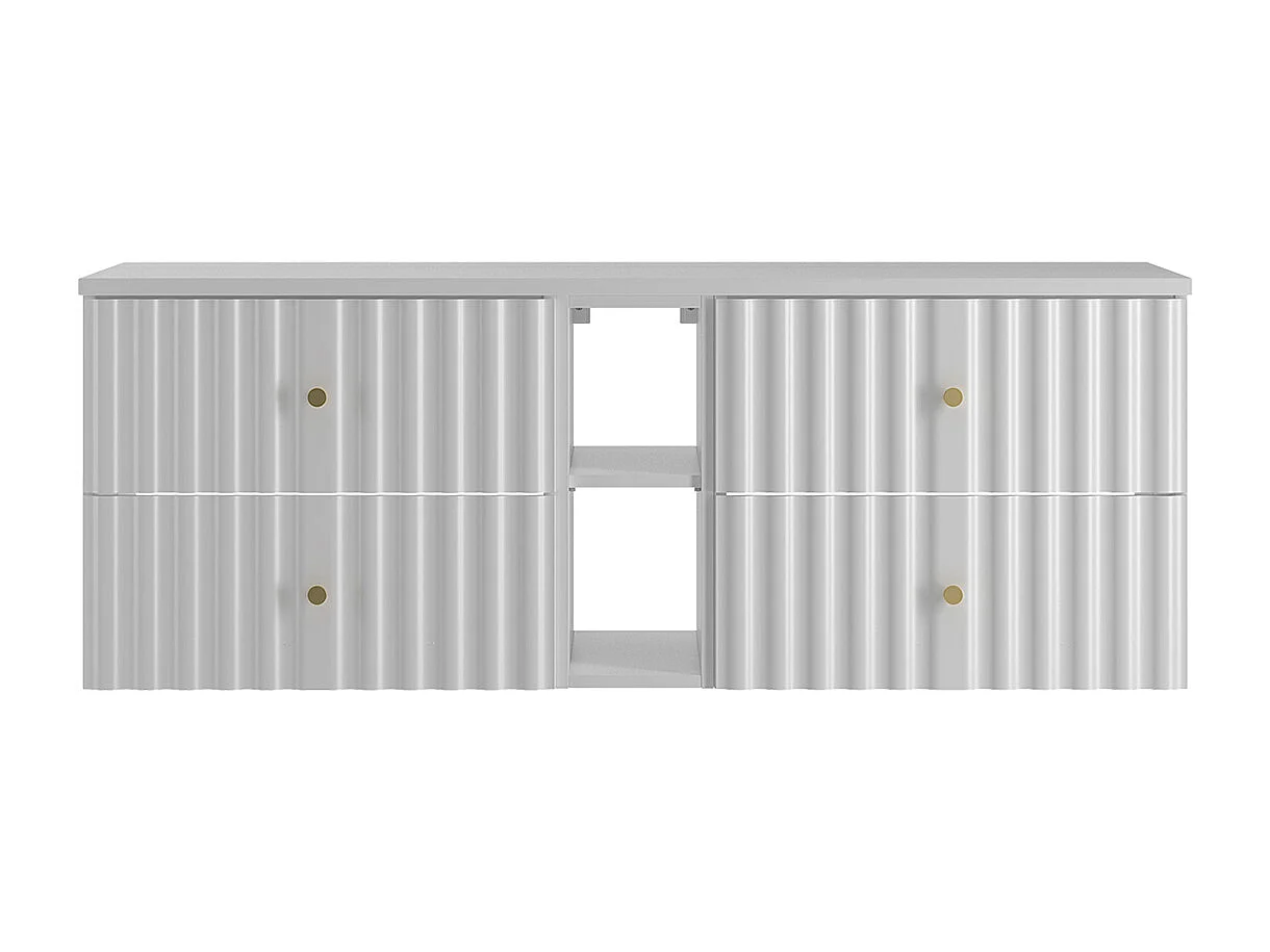 Meuble sous-vasque 140cm 2 niches plan de toilette Izae Blanc