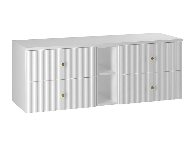 Mueble bajo lavabo 140cm 2 compartimientos encimera Izae Blanco