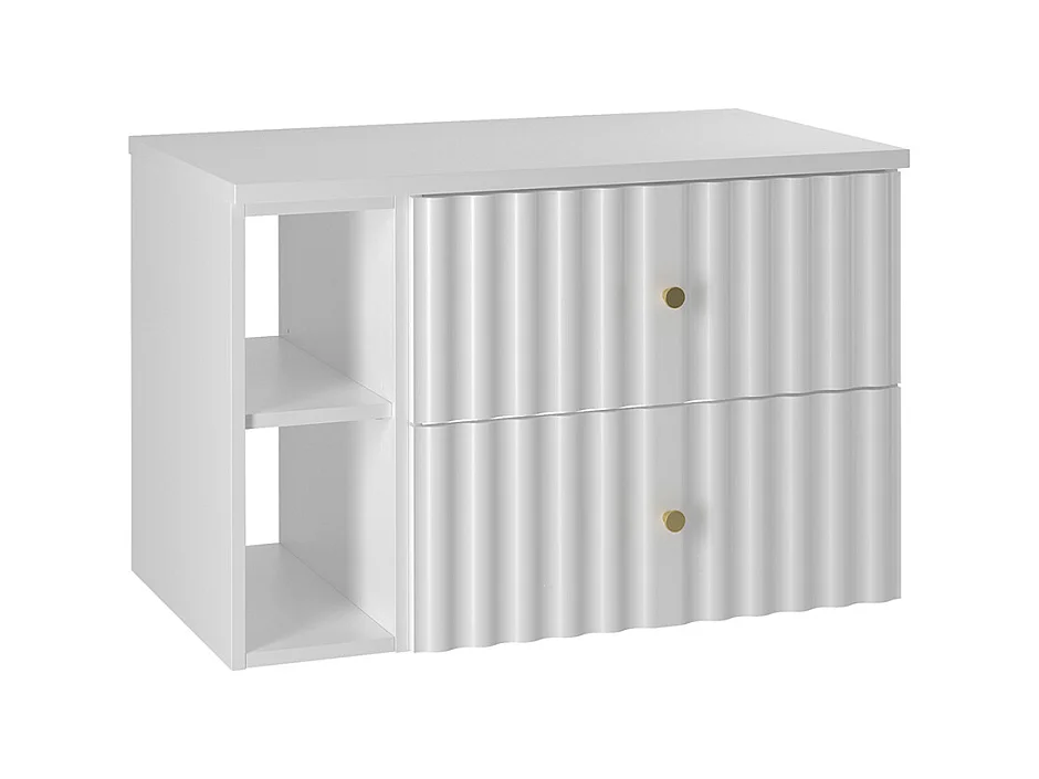 Meuble sous-vasque 80cm 2 niches plan de toilette Izae Blanc