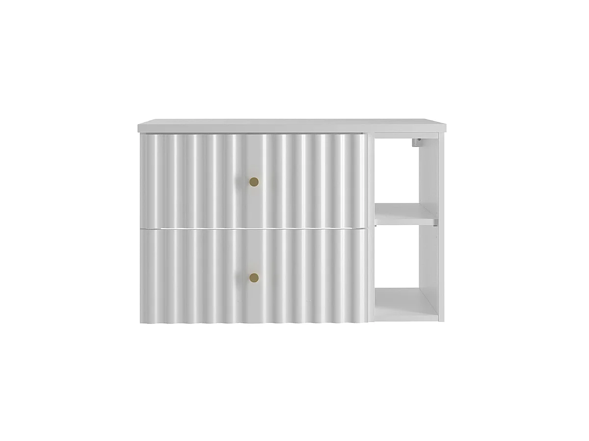 Meuble sous-vasque 80cm 2 niches plan de toilette Izae Blanc