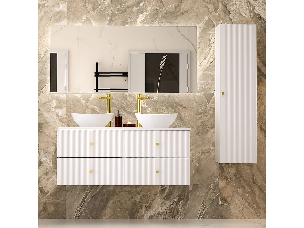 Meuble sous-vasque 120cm plan de toilette Izae Blanc