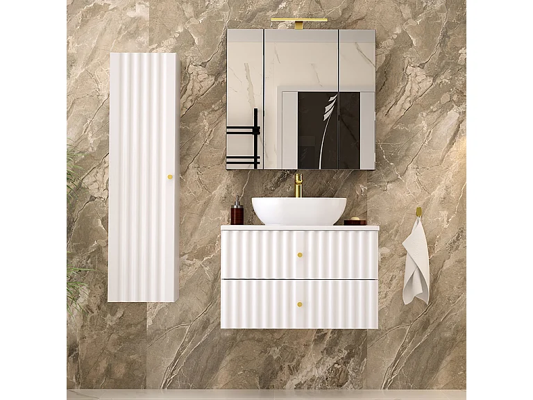 Waschbeckenunterschrank 80cm Waschtisch Izae Weiß