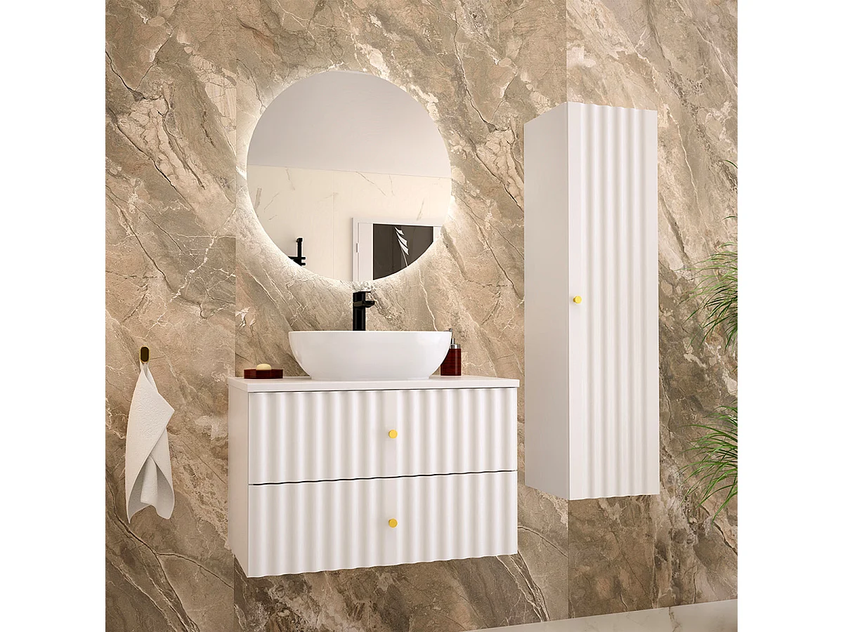 Meuble sous-vasque 80cm plan de toilette Izae Blanc
