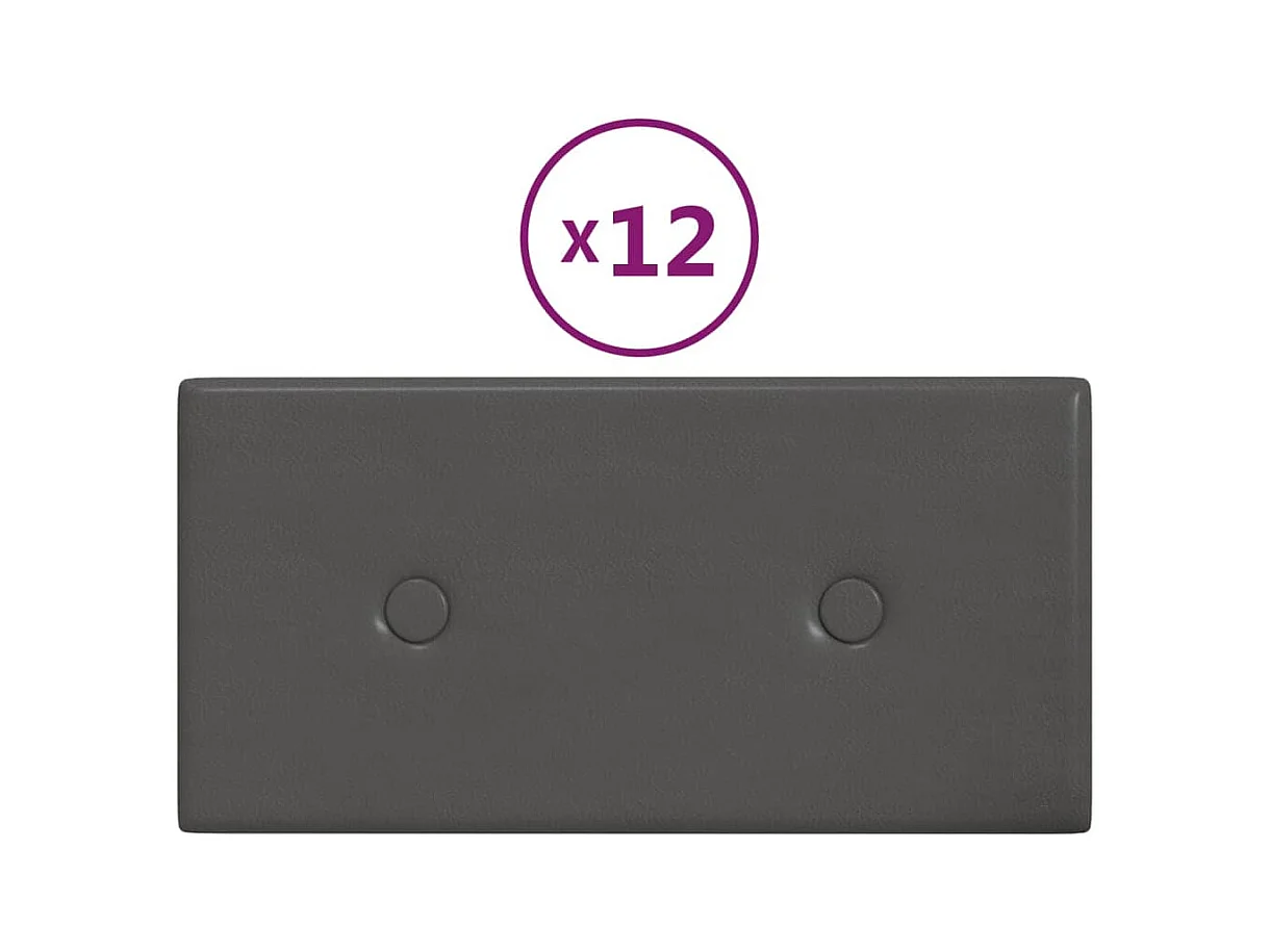 Boca Raton  Panneaux muraux 12 pcs Gris 30x15 cm Similicuir 0,54 m²