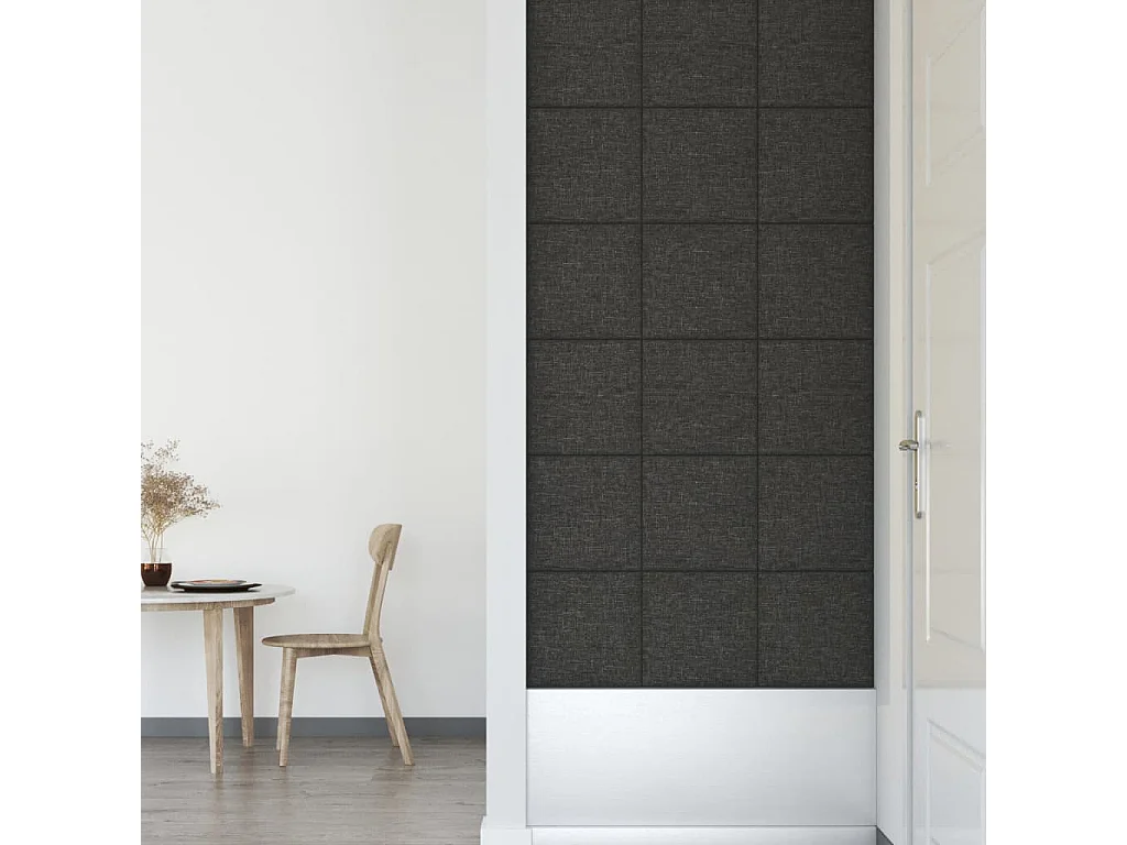 Geertje  Panneaux muraux 12 pcs Gris foncé 30x30 cm Tissu 1,08 m²