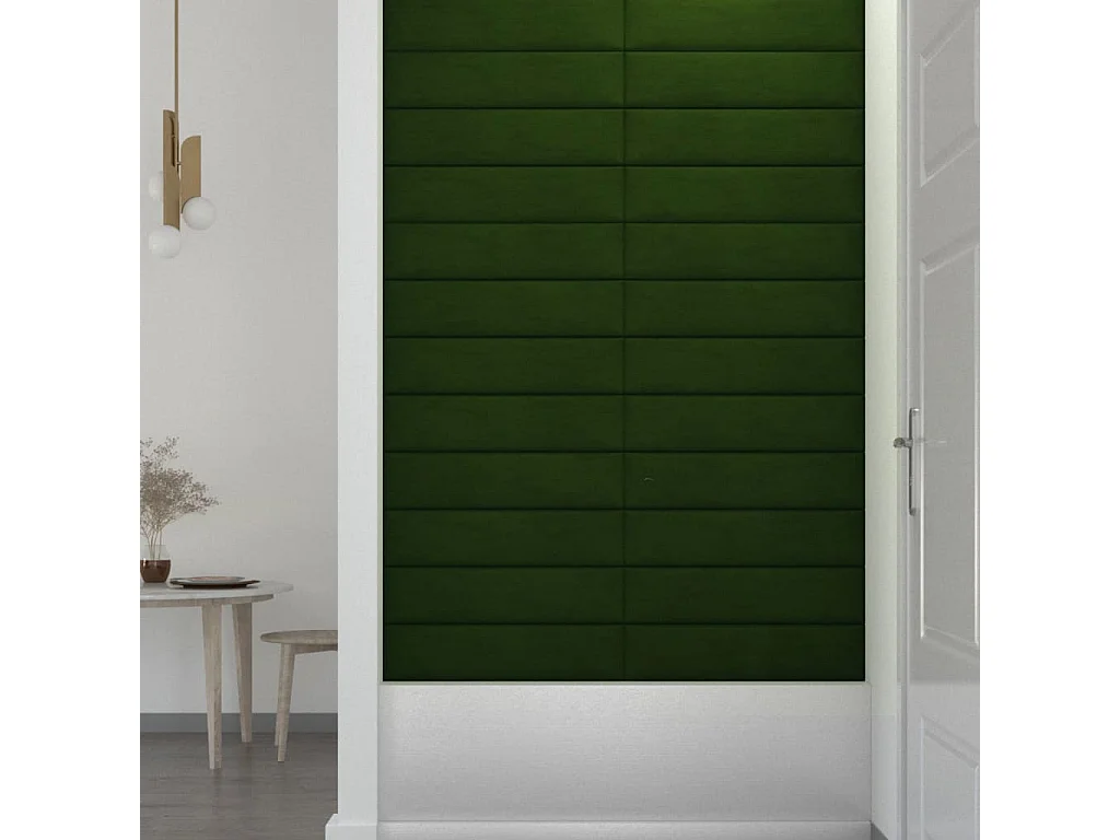 Senne  Panneaux muraux 12 pcs Vert foncé 60x15 cm Velours 1,08 m²