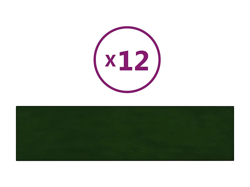 Senne  Panneaux muraux 12 pcs Vert foncé 60x15 cm Velours 1,08 m²