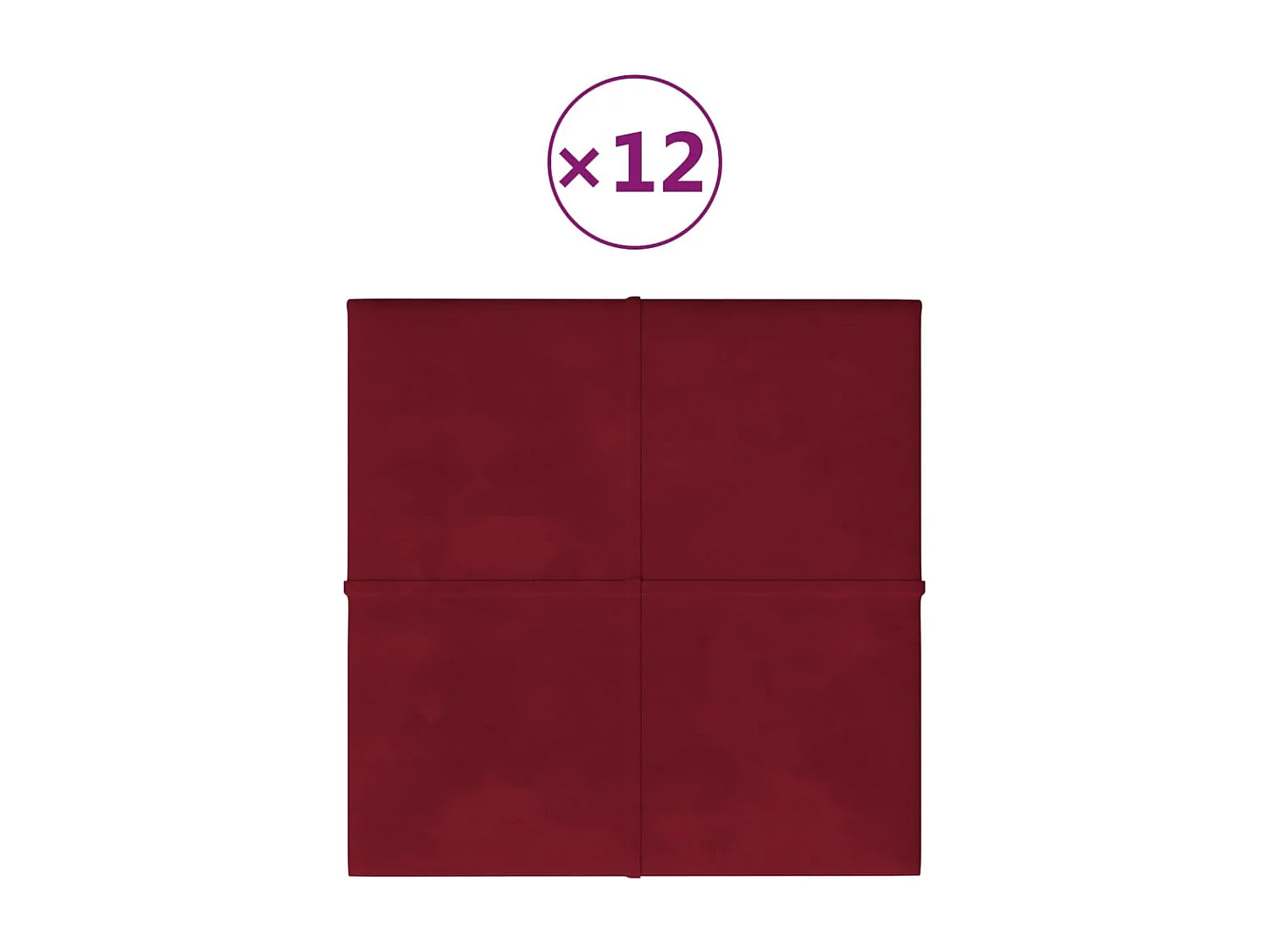 Boet  Panneaux muraux 12 pcs Rouge bordeaux 30x30 cm Velours 1,08 m²