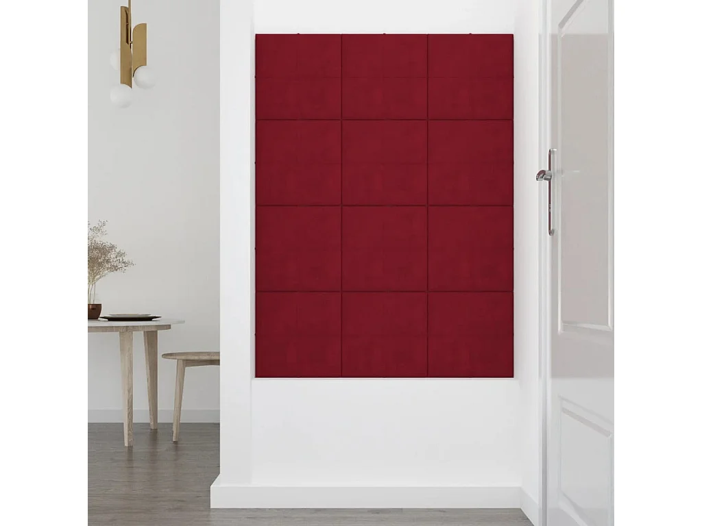 Boet  Panneaux muraux 12 pcs Rouge bordeaux 30x30 cm Velours 1,08 m²