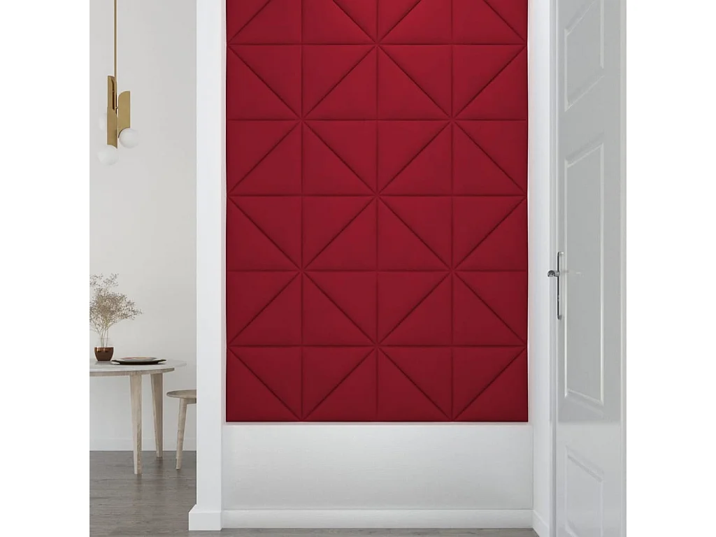 Senne  Panneaux muraux 12 pcs Rouge bordeaux 30x30 cm Velours 0,54 m²