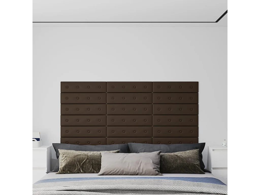 Boca Raton  Pannelli Murali 12 pz Marrone 60x15 cm Similpelle 1,08 m²