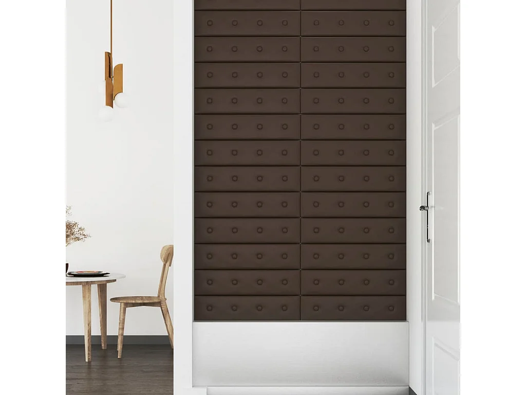 Boca Raton  Pannelli Murali 12 pz Marrone 60x15 cm Similpelle 1,08 m²
