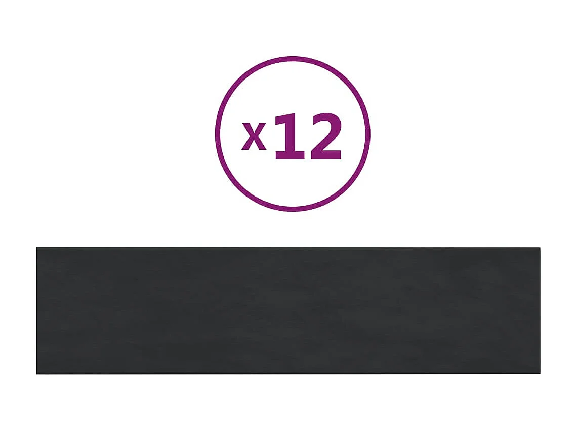 Senne  Panneaux muraux 12 pcs Noir 60x15 cm Velours 1,08 m²