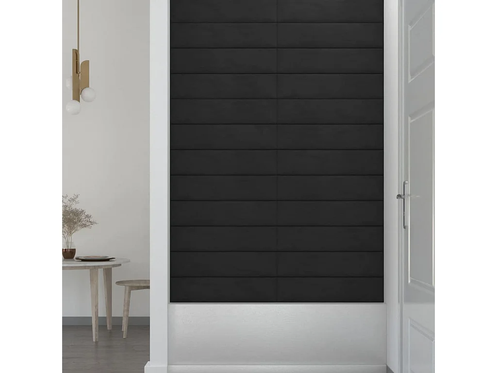 Senne  Panneaux muraux 12 pcs Noir 60x15 cm Velours 1,08 m²