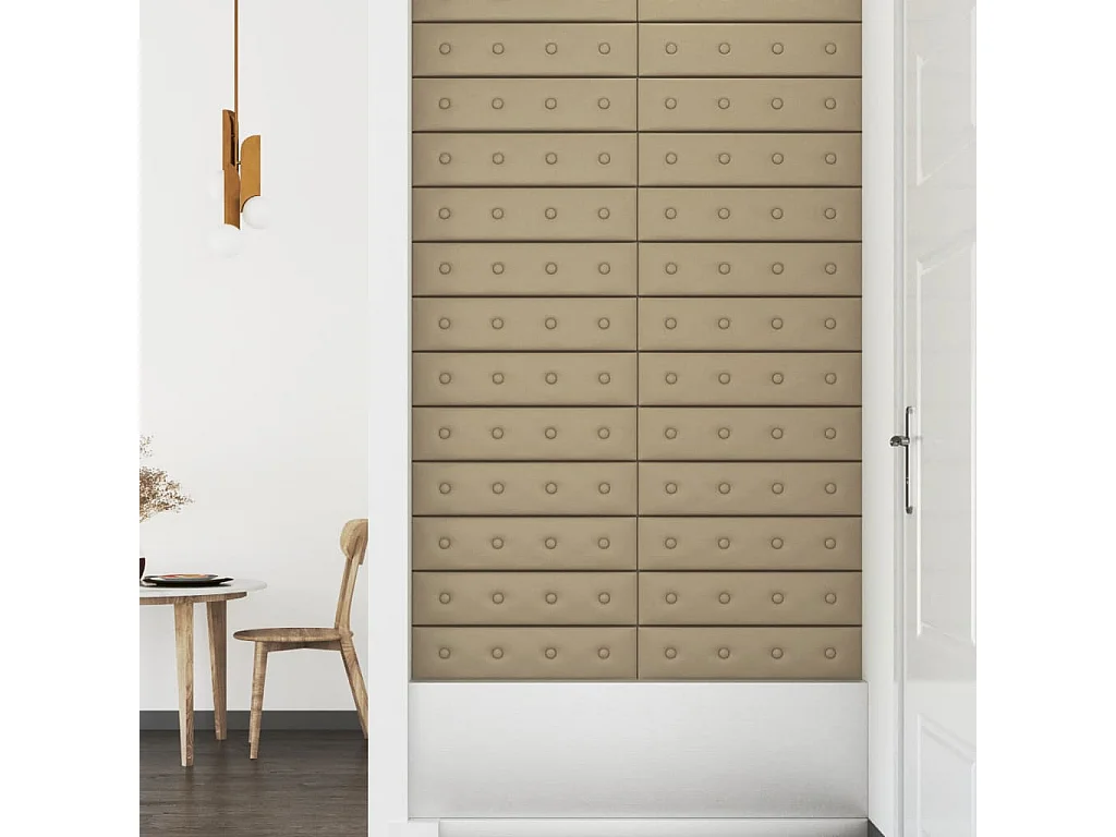 Boca Raton  Wandpaneele 12 Stk. Cappuccino-Braun 60x15cm Kunstleder 1,08 m²