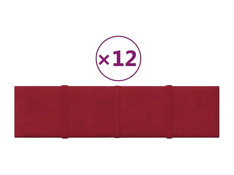 Boet  Wandpaneele 12 Stk. Weinrot 60x15 cm Samt 1,08 m²