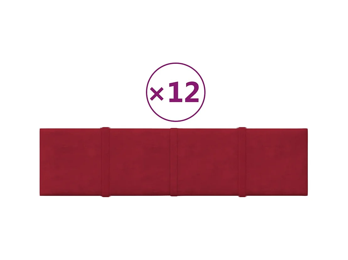 Boet  Panneaux muraux 12 pcs Rouge bordeaux 60x15 cm Velours 1,08 m²
