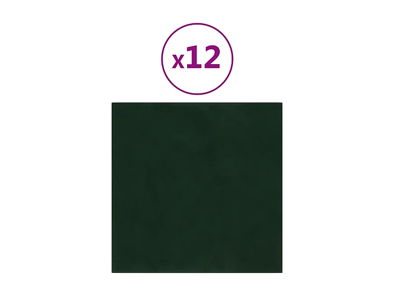 Senne  Panneaux muraux 12 pcs Vert foncé 30x30 cm Velours 1,08 m²