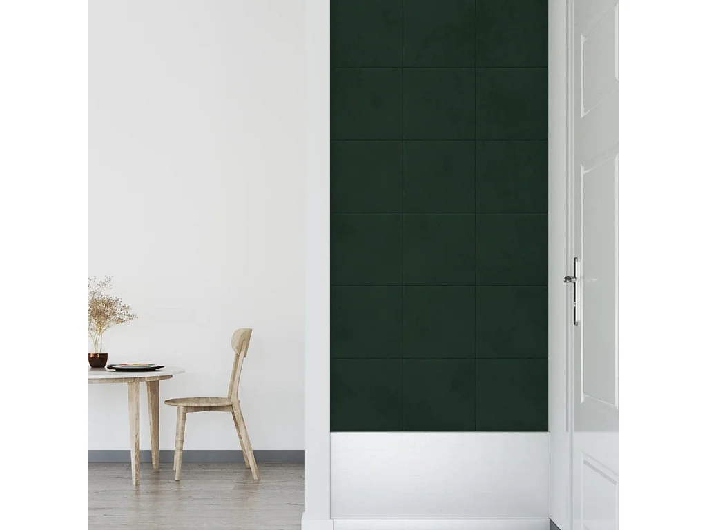 Senne  Panneaux muraux 12 pcs Vert foncé 30x30 cm Velours 1,08 m²