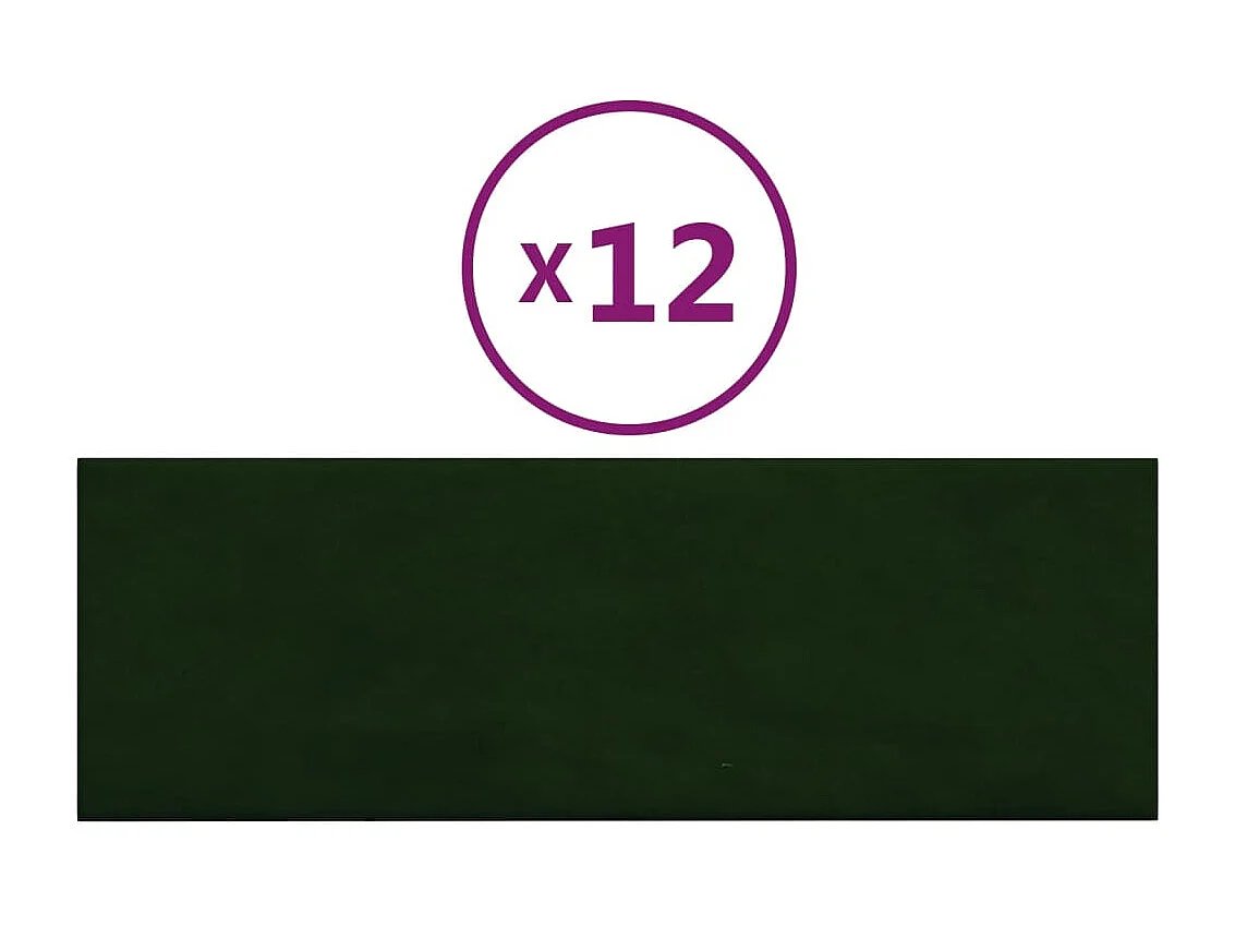 Senne  Panneaux muraux 12 pcs Vert foncé 90x30 cm Velours 3,24 m²