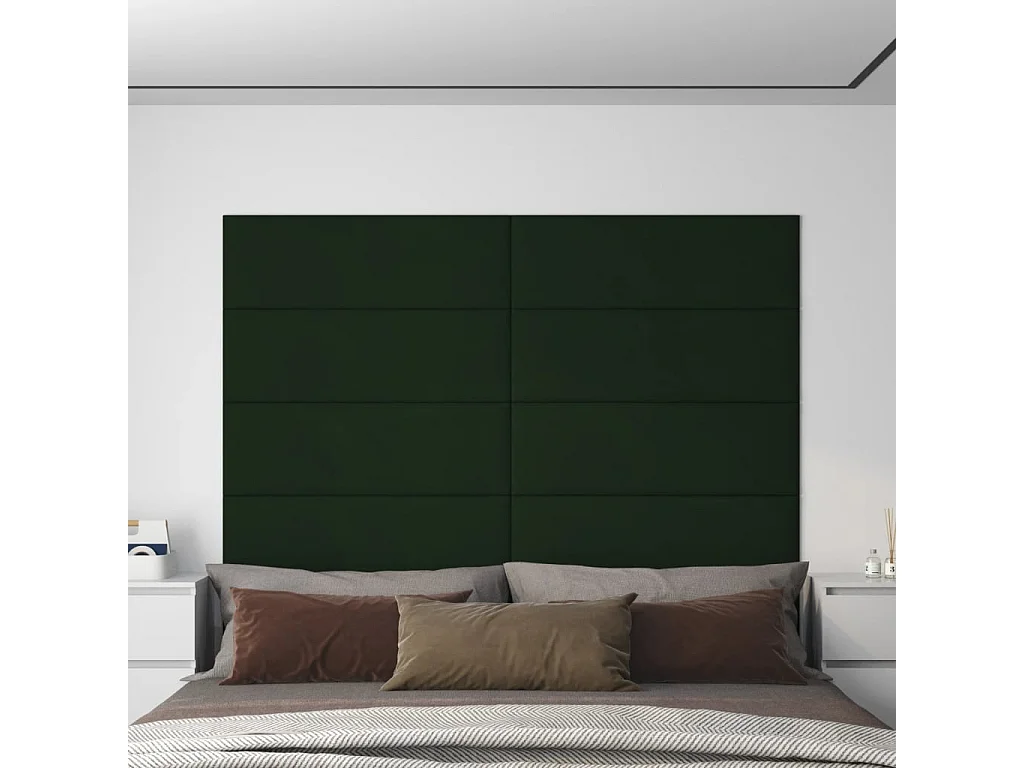 Senne  Panneaux muraux 12 pcs Vert foncé 90x30 cm Velours 3,24 m²