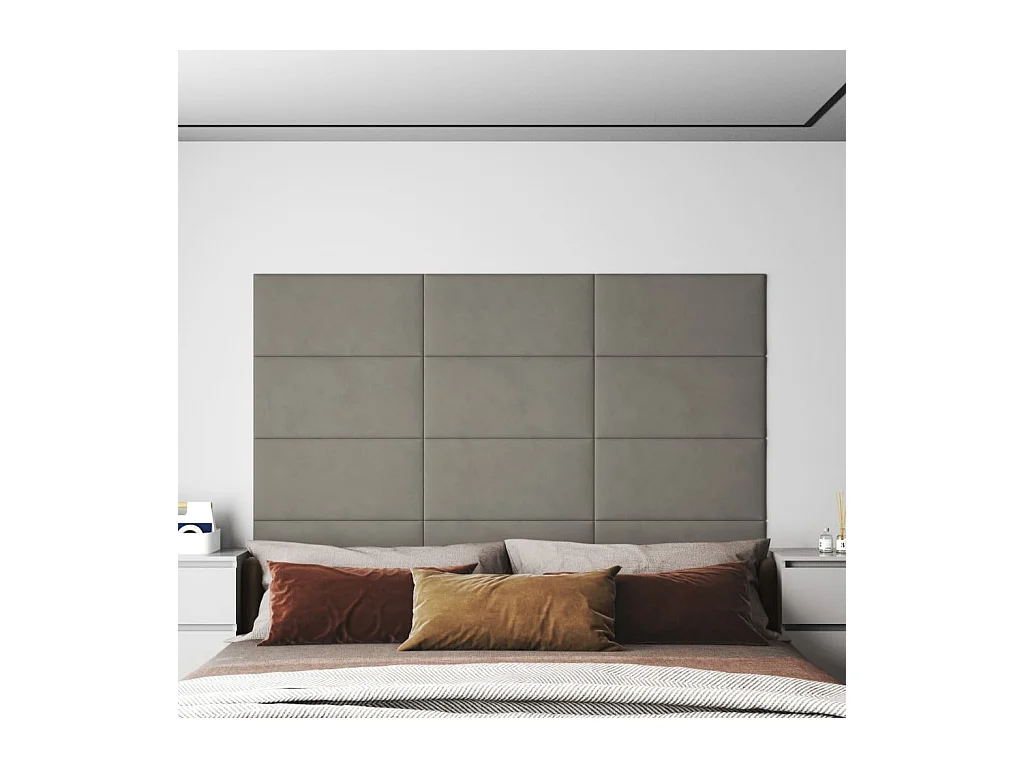 Senne  Panneaux muraux 12 pcs Gris clair 60x30 cm Velours 2,16 m²