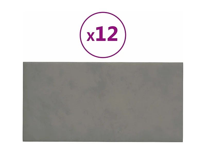 Senne  Panneaux muraux 12 pcs Gris clair 60x30 cm Velours 2,16 m²