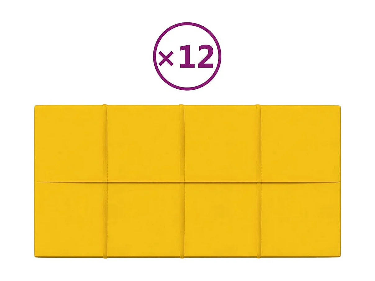 Boet  Panneaux muraux 12 pcs Jaune 60x30 cm Velours 2,16 m²