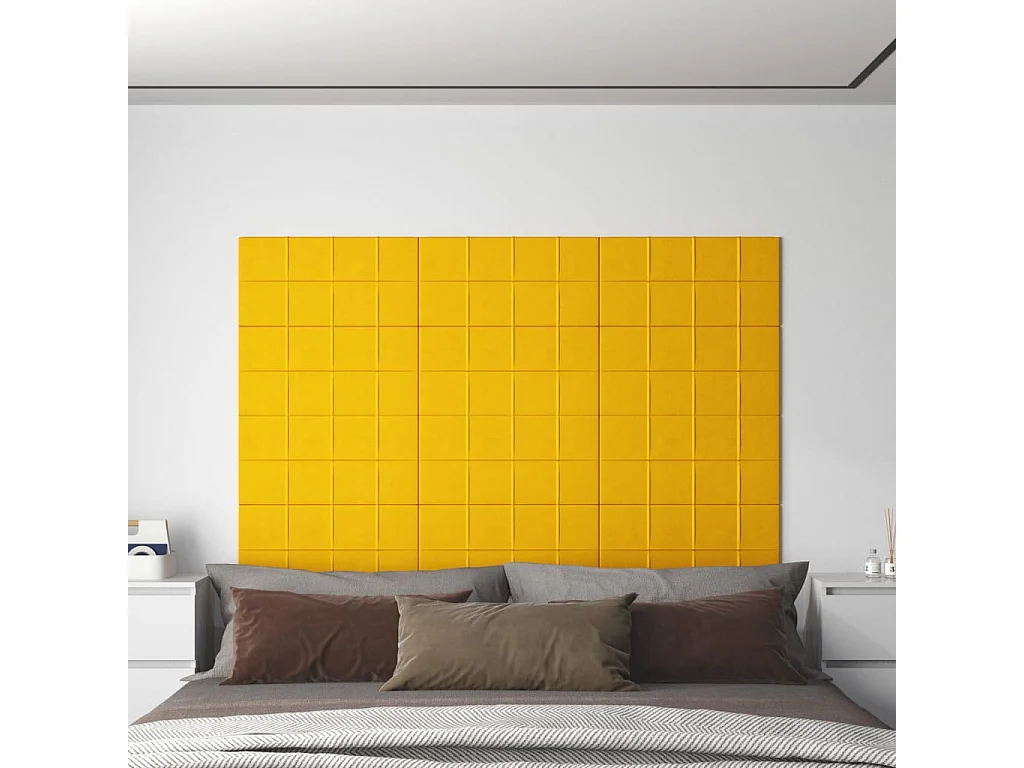 Boet  Wandpaneele 12 Stk. Gelb 60x30 cm Samt 2,16 m²