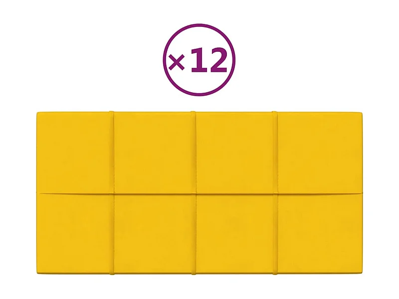 Boet  Panneaux muraux 12 pcs Jaune 60x30 cm Velours 2,16 m²