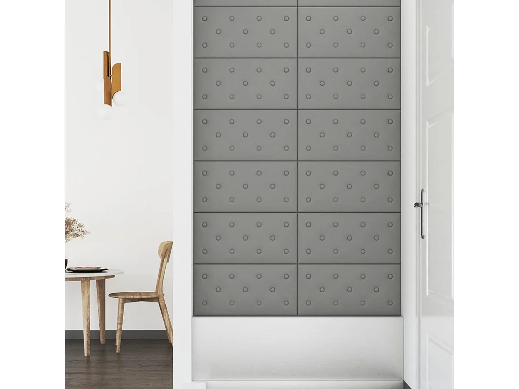 Boca Raton  Panneaux muraux 12 pcs Gris 60x30 cm Similicuir 2,16 m²