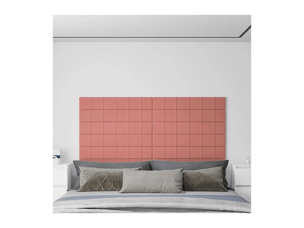 Boet  Wandpaneele 12 Stk. Rosa 90x15 cm Samt 1,62 m²