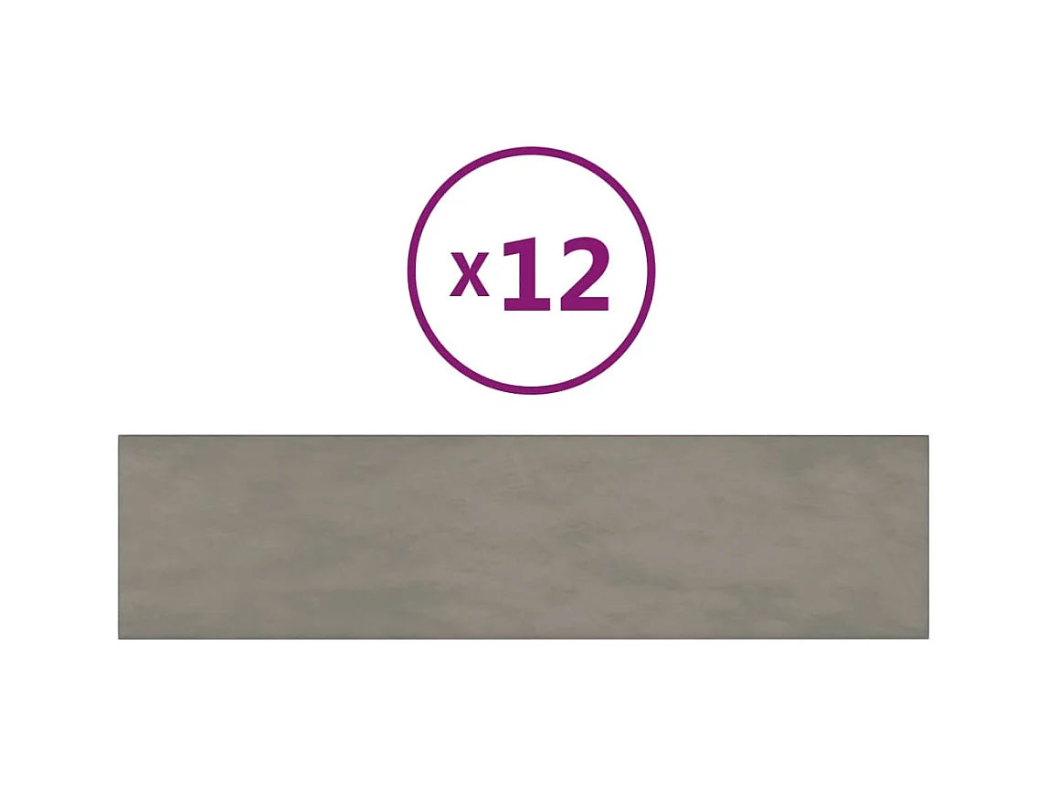Senne  Panneaux muraux 12 pcs Gris clair 60x15 cm Velours 1,08 m²