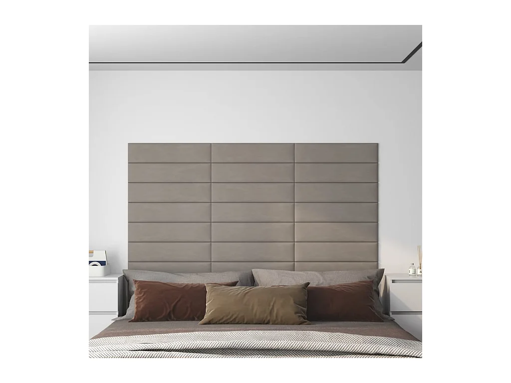 Senne  Panneaux muraux 12 pcs Gris clair 60x15 cm Velours 1,08 m²