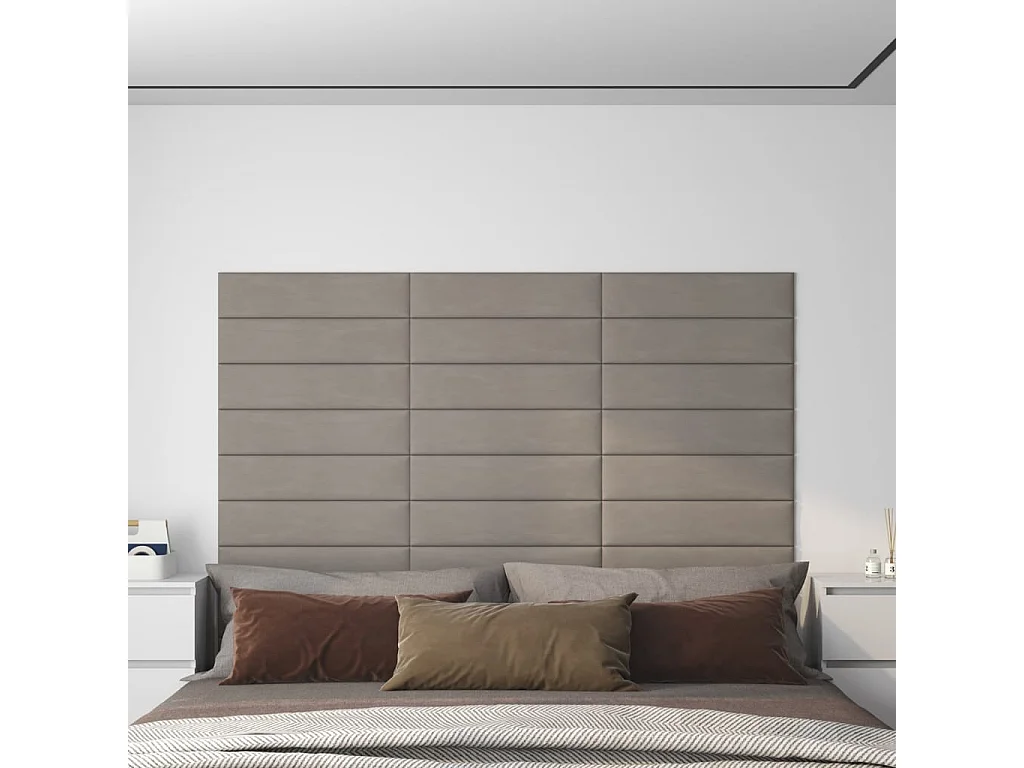 Senne  Panneaux muraux 12 pcs Gris clair 60x15 cm Velours 1,08 m²