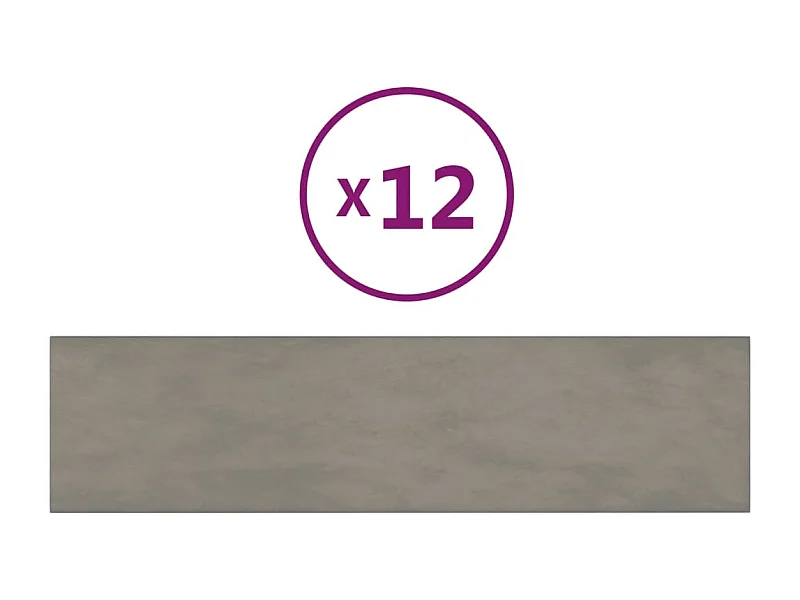 Senne  Panneaux muraux 12 pcs Gris clair 60x15 cm Velours 1,08 m²