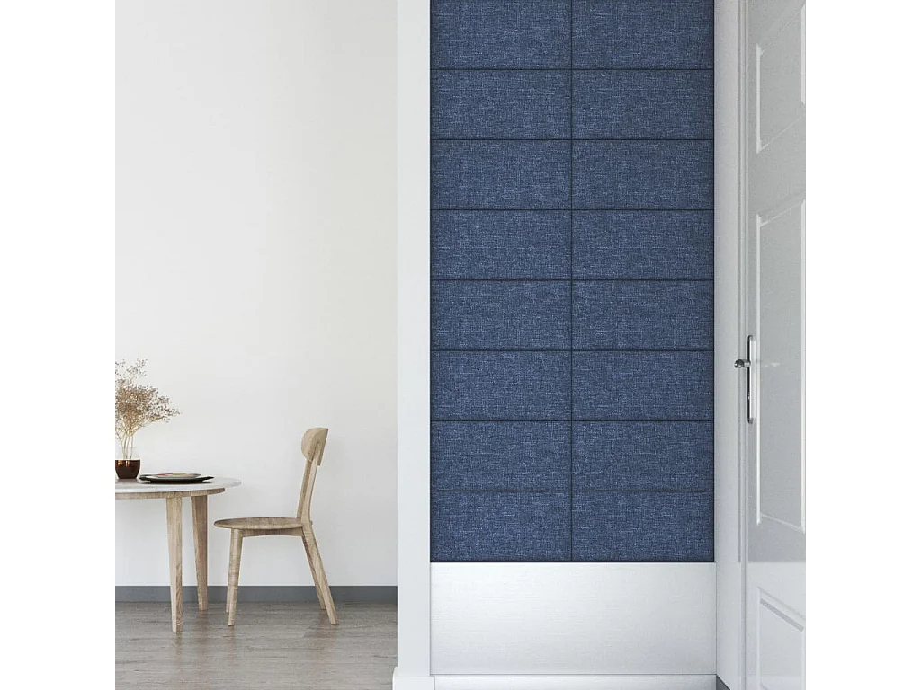 Geertje  Paneles de pared 12 uds tela azul 60x30 cm 2,16 m²