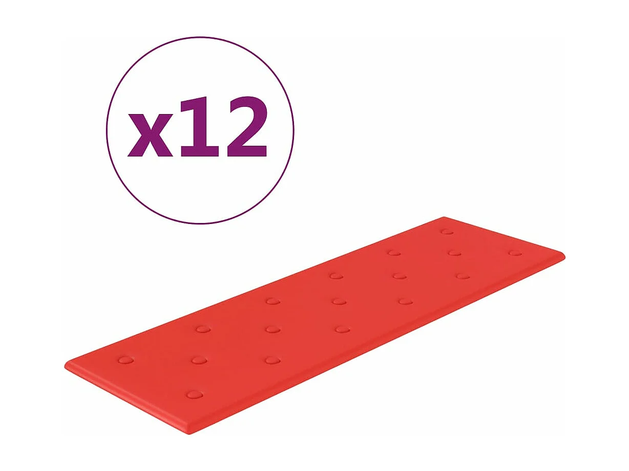 Boca Raton  Panneaux muraux 12 pcs Rouge 90x30 cm Similicuir 3,24 m²