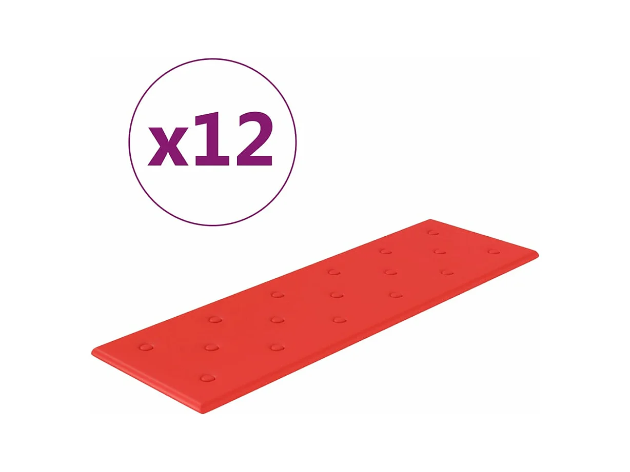 Boca Raton  Panneaux muraux 12 pcs Rouge 90x30 cm Similicuir 3,24 m²