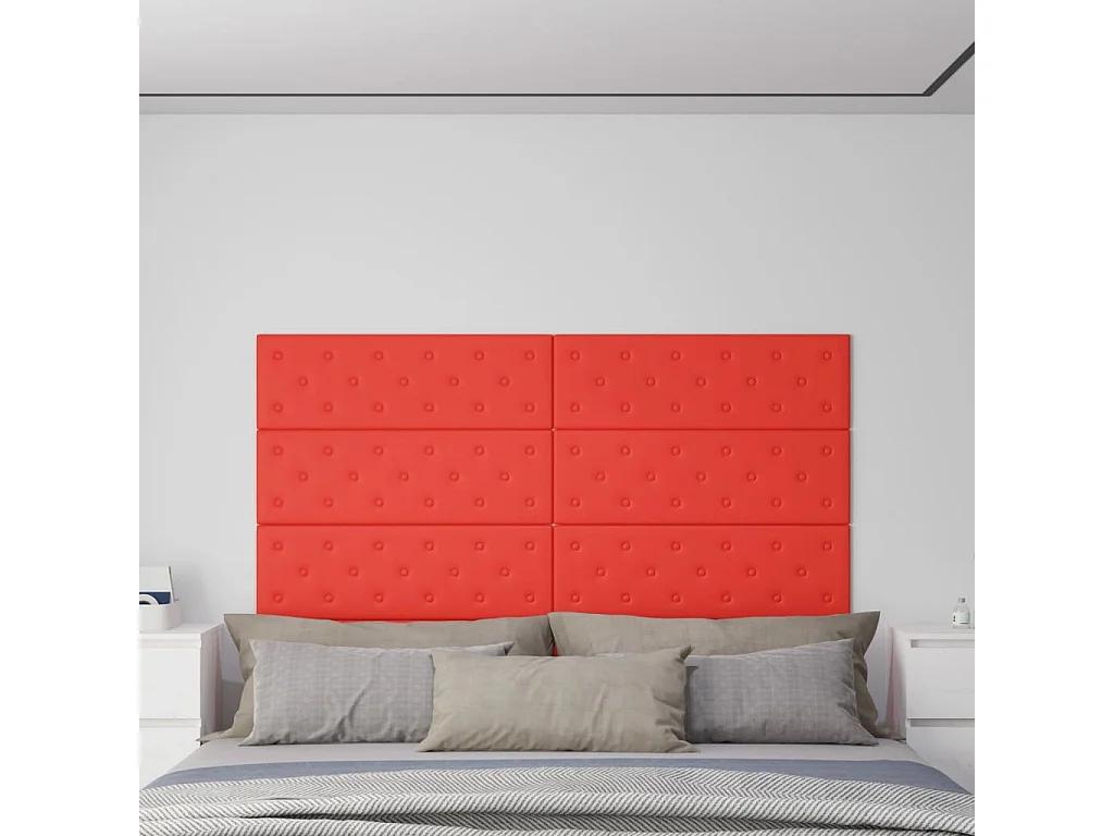 Boca Raton  Wandpaneele 12 Stk. Rot 90x30 cm Kunstleder 3,24 m²