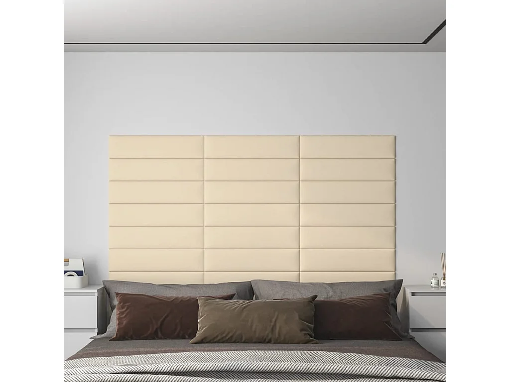 Geertje  Pannelli Murali 12 pz Crema 60x15 cm Tessuto 1,08 m²